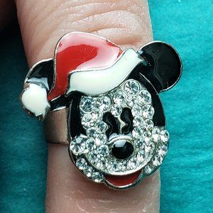 2/15$ Disney Mickey mouse  with a santa hat and rhinestones adjustable ring
